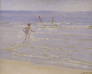 Sole a Skagen: Ragazzi che nuotano, 1892 (studio) da Peder Severin Krøyer
